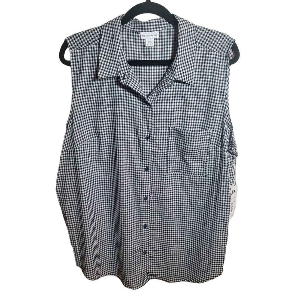 Liz Claiborne Liz Button Down Sleeveless Shirt Sz XXL